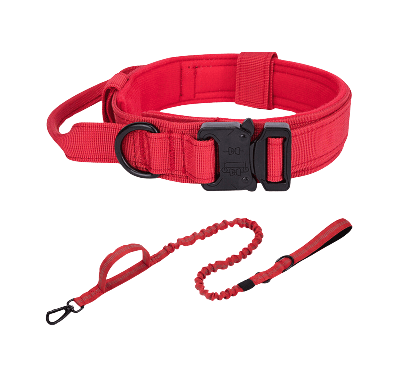 Tactical Dog Collar & Leash Combo | Collar With Handle and Bungee Leash Set