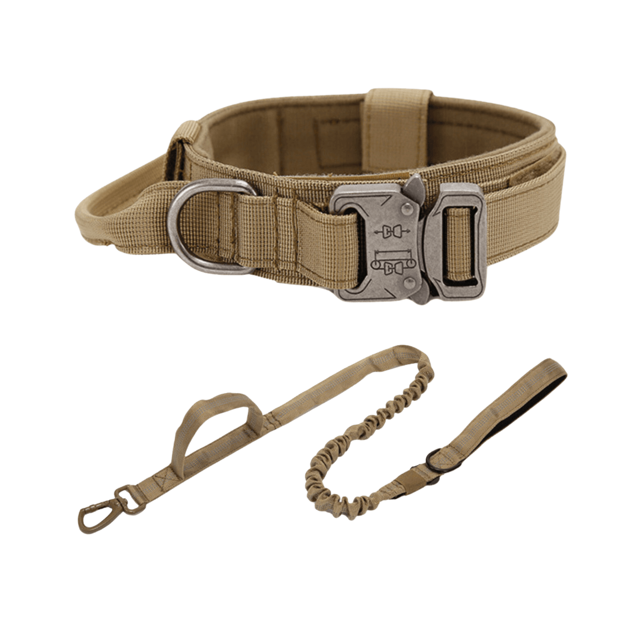 Tactical Dog Collar & Leash Combo | Collar With Handle and Bungee Leash Set