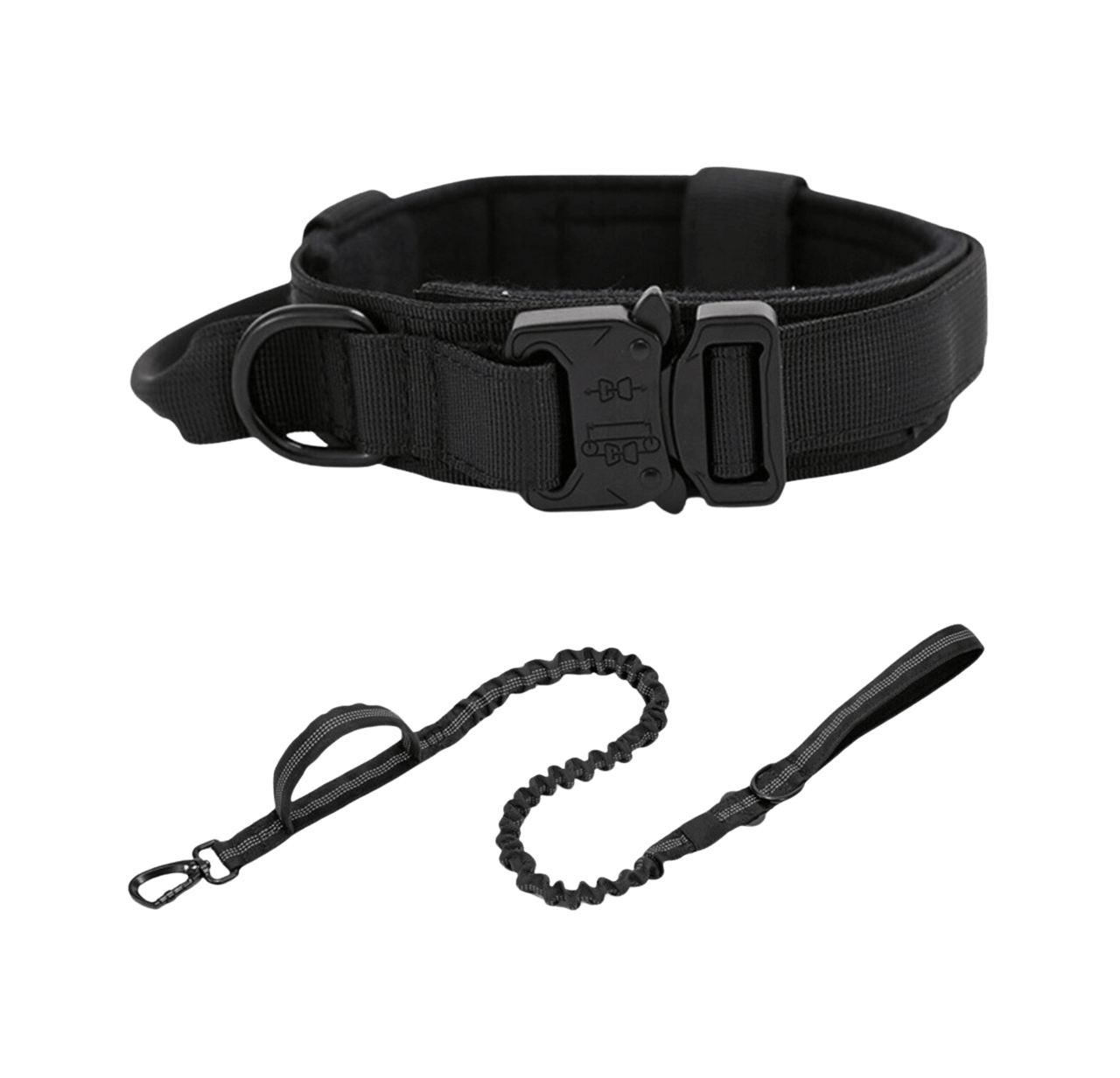 Tactical Dog Collar & Leash Combo | Collar With Handle and Bungee Leash Set