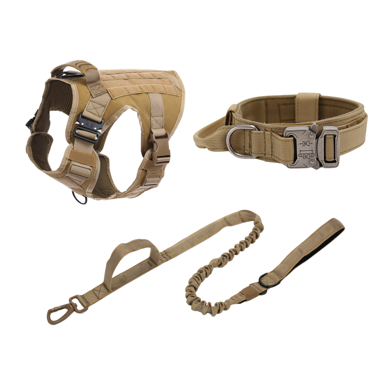 Tactical Dog Harness, Collar & Leash Combo | Heavy Duty Set Made For Medium and Large Breeds