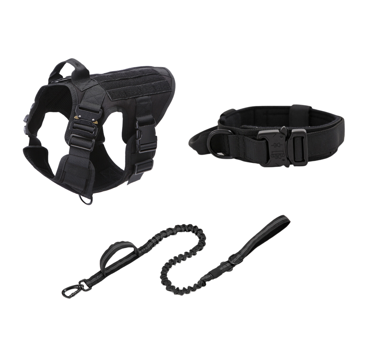Tactical Dog Harness, Collar & Leash Combo | Heavy Duty Set Made For Medium and Large Breeds