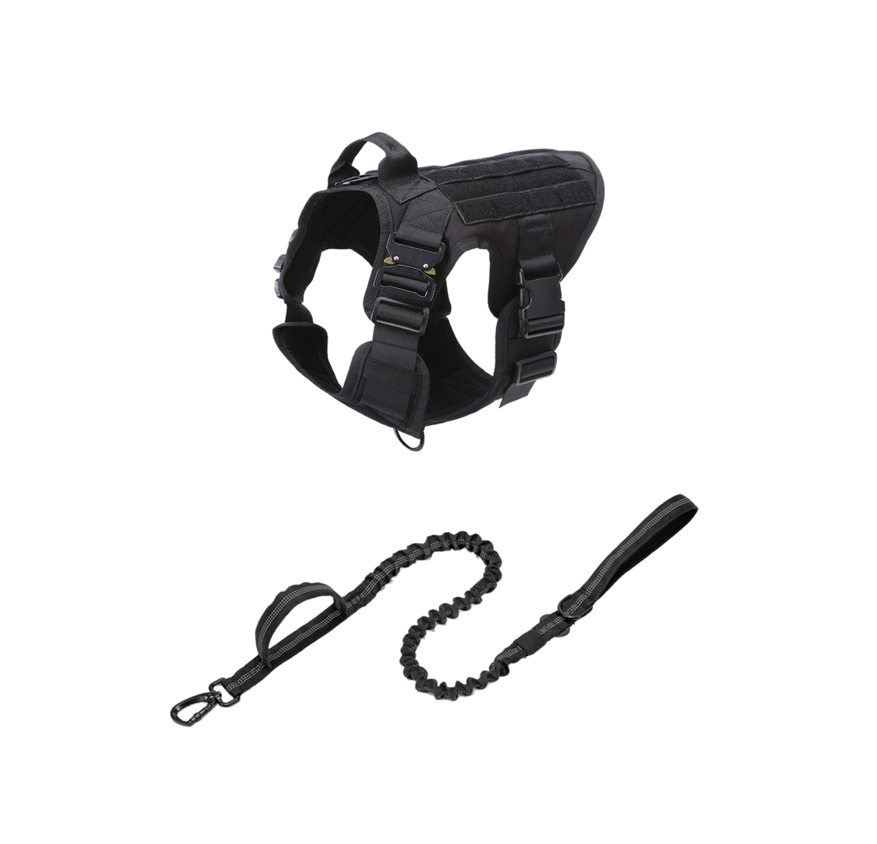 Tactical Dog Harness & Leash Combo | K-9 Army Style Vest and Tactical Dual Handle Leash