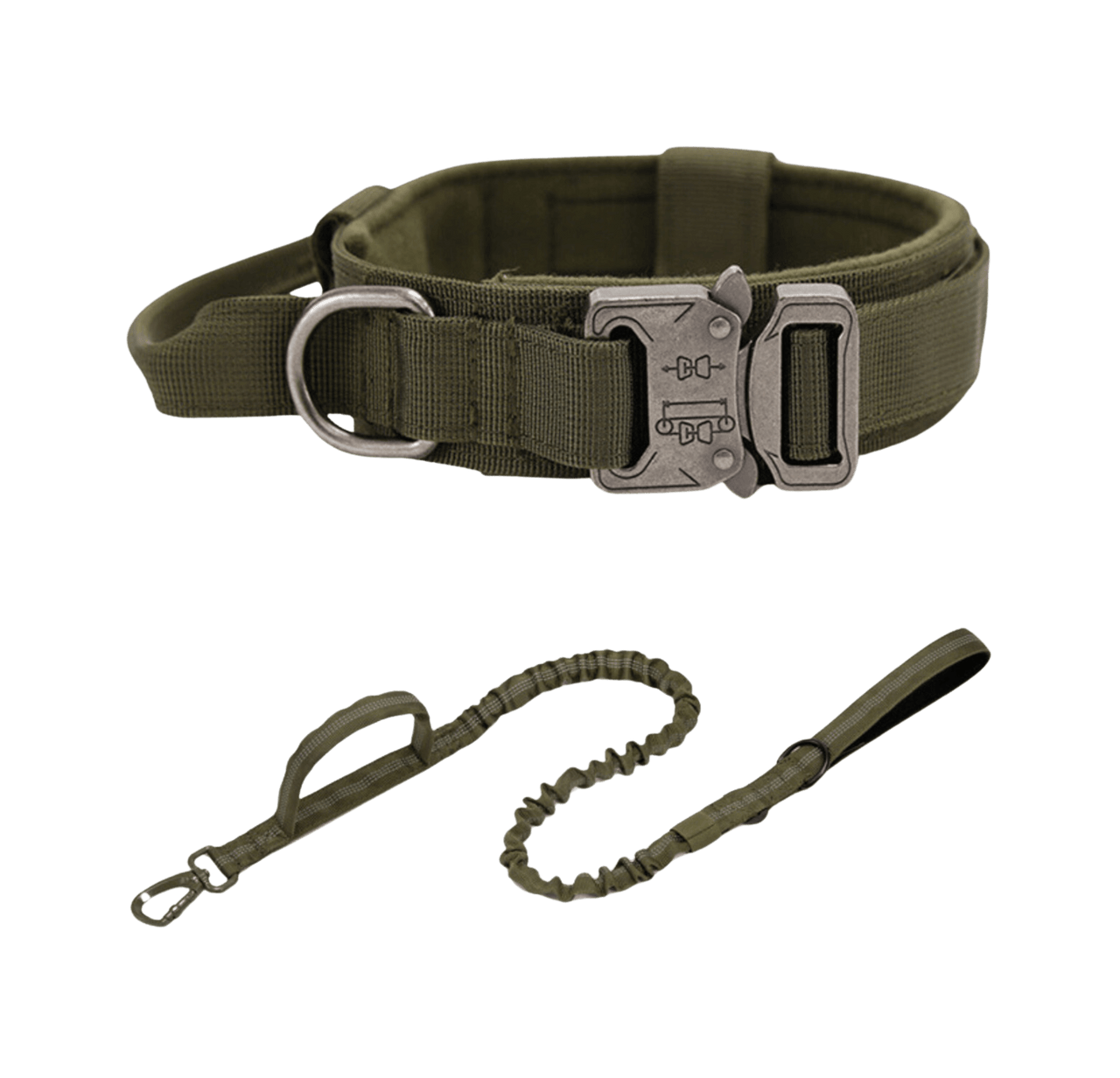 Tactical Dog Collar & Leash Combo | Collar With Handle and Bungee Leash Set