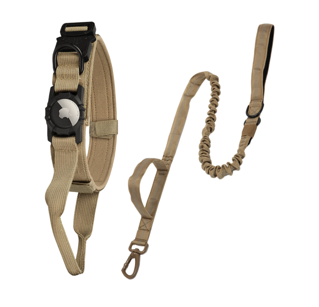 Tactical Tracking Tag Compatible Dog Collar & Leash Combo | Tracking Compatible Collar and Tactical Leash Set