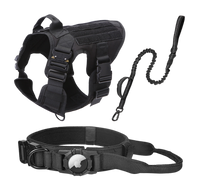 Thumbnail for Tactical Harness, Tracking Tag Compatible Collar & Dog Leash Combo | Durable Construction Army Style Gear Set