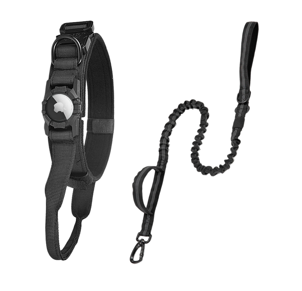 Tactical Tracking Tag Compatible Dog Collar & Leash Combo | Tracking Compatible Collar and Tactical Leash Set