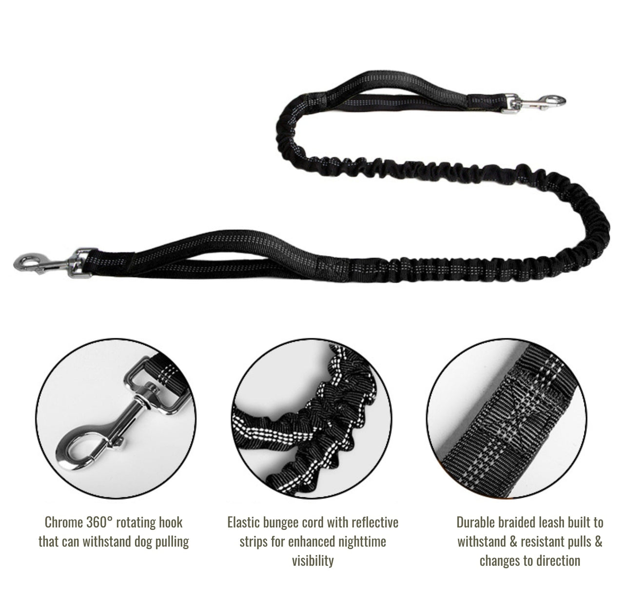 Hands Free Running Dog Leash with Dual Handles | Waist Belt, Pack and Bungee Leash