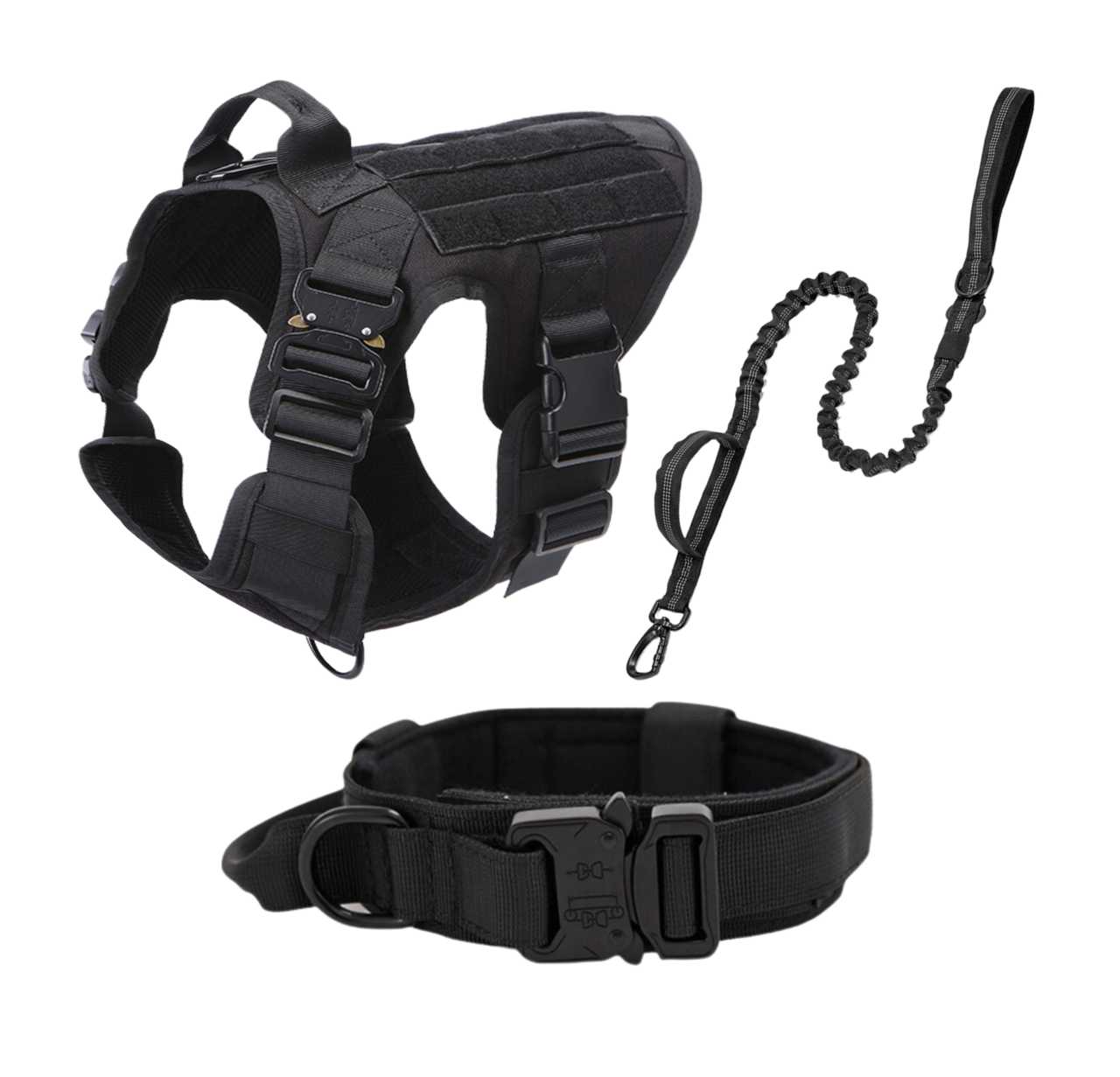 Tactical Dog Harness, Collar & Leash Combo | Heavy Duty Set Made For Medium and Large Breeds