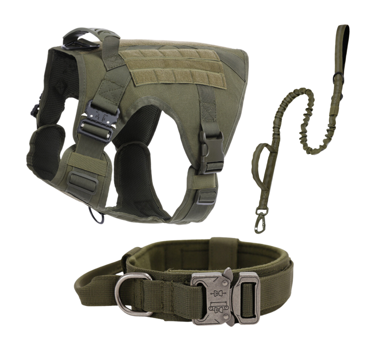 Tactical Dog Harness, Collar & Leash Combo | Heavy Duty Set Made For Medium and Large Breeds