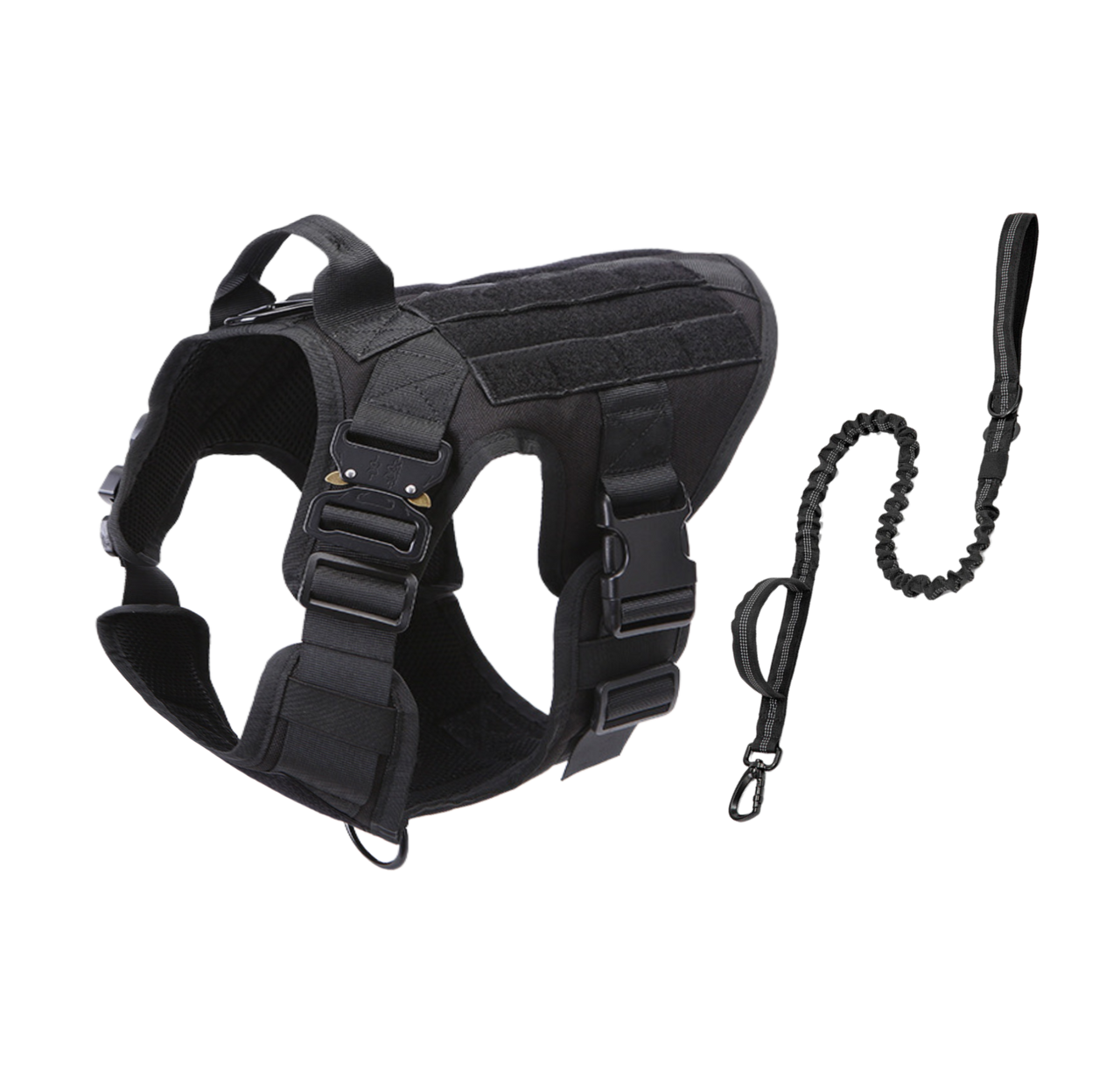 Tactical Dog Harness & Leash Combo | K-9 Army Style Vest and Tactical Dual Handle Leash