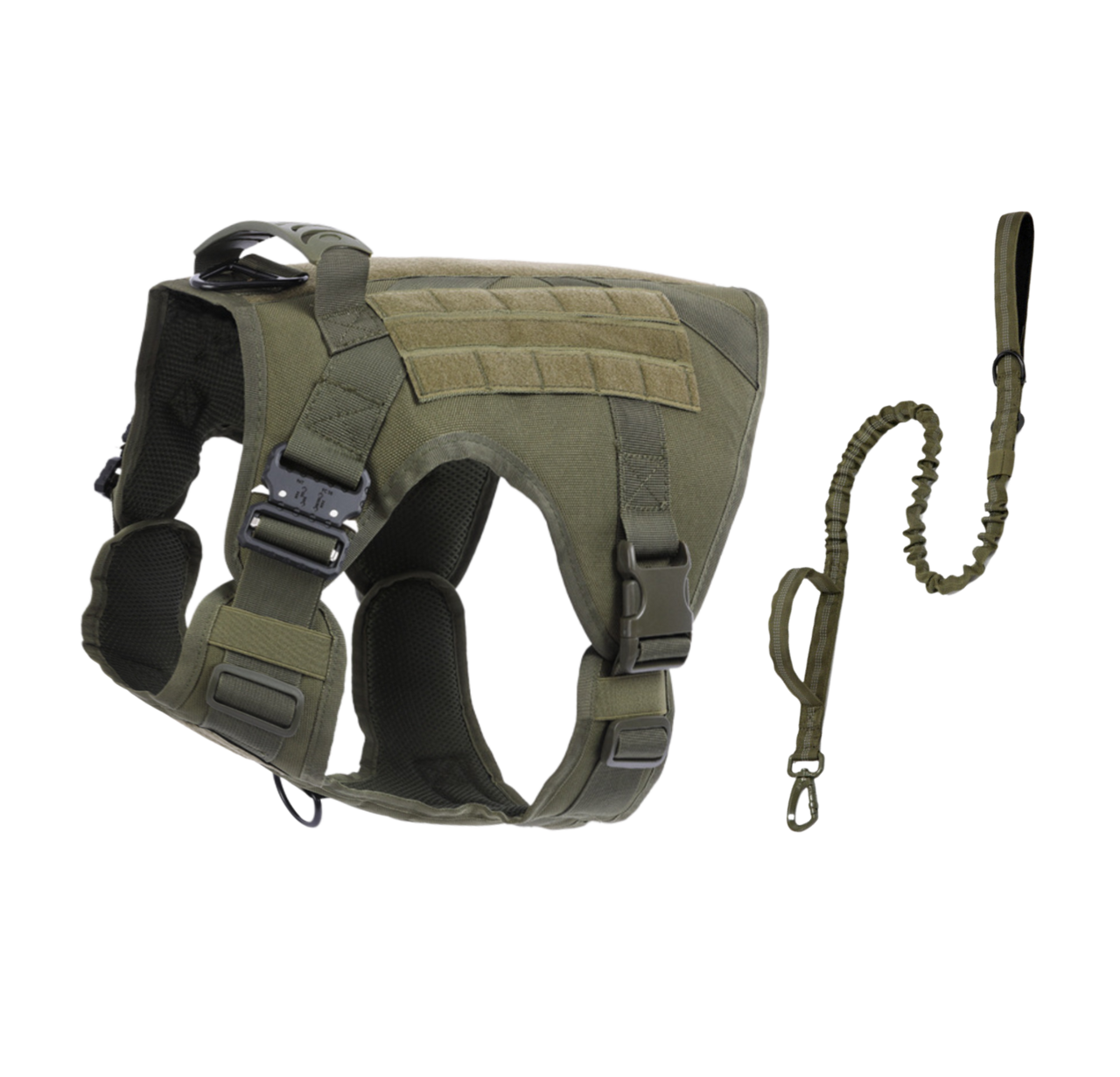 Tactical Dog Harness & Leash Combo | K-9 Army Style Vest and Tactical Dual Handle Leash