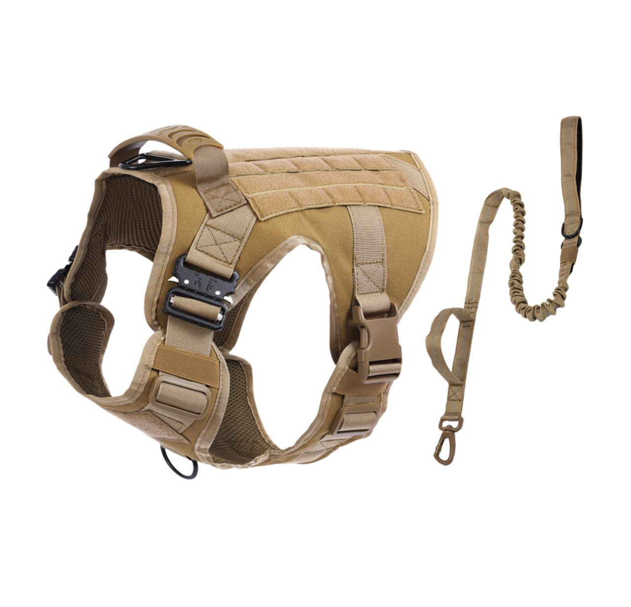 Tactical Dog Harness & Leash Combo | K-9 Army Style Vest and Tactical Dual Handle Leash