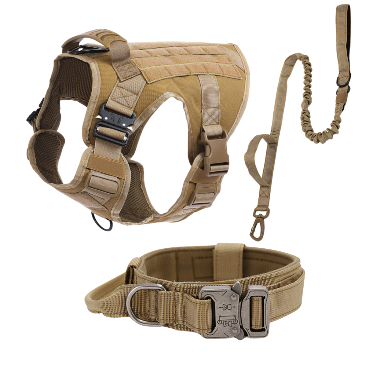 Tactical Dog Harness, Collar & Leash Combo | Heavy Duty Set Made For Medium and Large Breeds